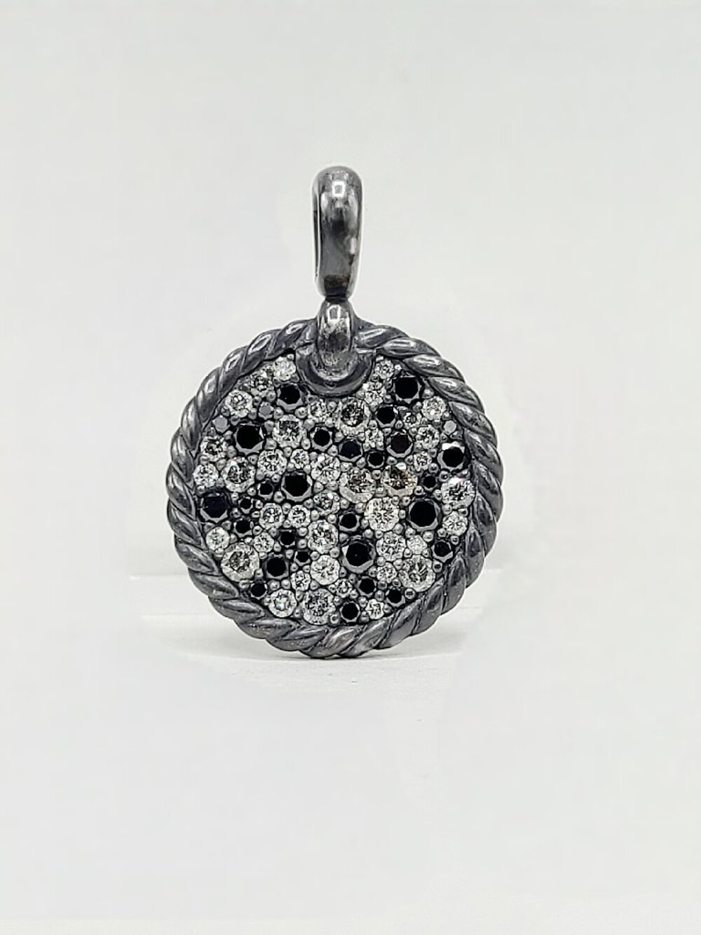 David Yurman Space Elements Pendant in Blackened Sterling Silver w/ Pavé Diamond